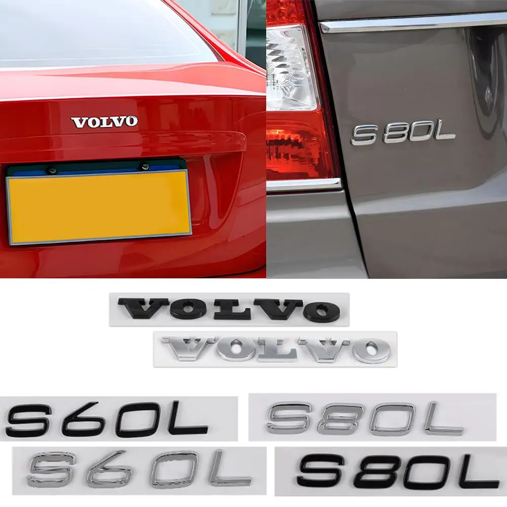 

1pc ABS 3D Cool Silver Black Letter Car Stickers For Fuel Tank Cover Bumper Motorcycle Truck Decorative Logo Stickers For VOLVO