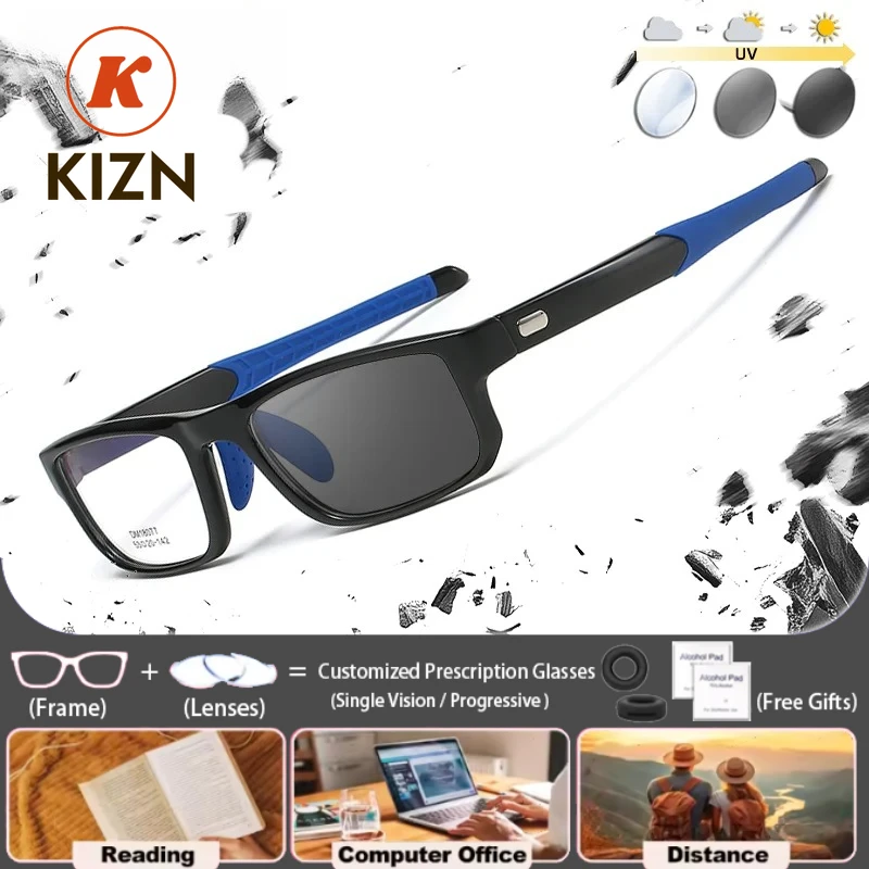 

Очки KIZN (M) высококачественные спортивные с квадратной оправой, защитой от синего света, фотохромные, для коррекции близорукости, для велоспорта, с диоптриями, для чтения