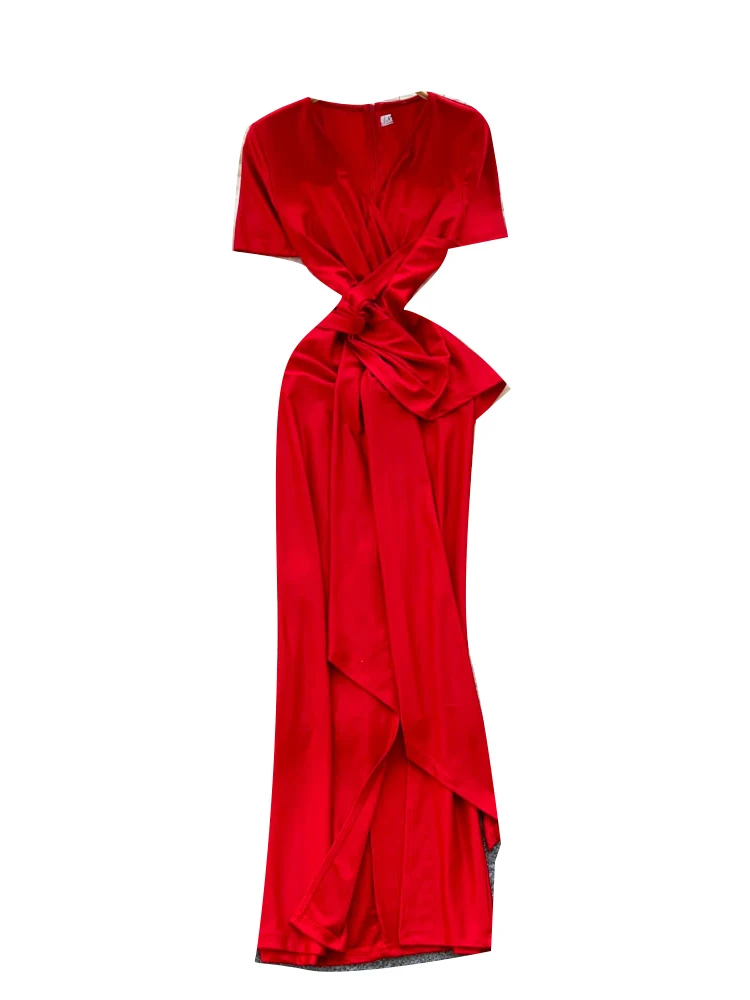 Spódnica damska z wysokim stanem, rozcięciem, wyszczuplająca w talii, letnia, designerska, w kształcie litery A, idealna do pracy i na co dzień.