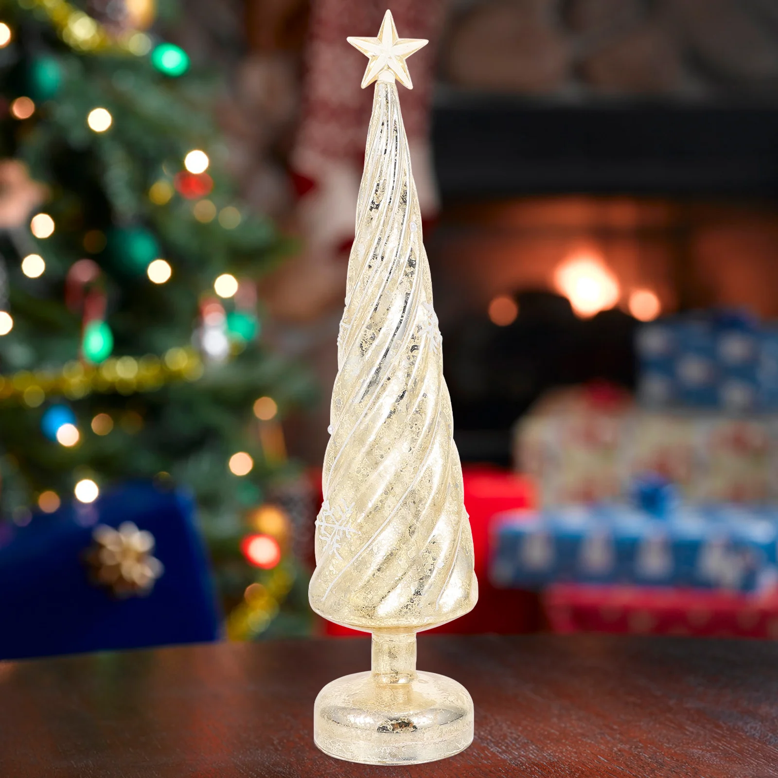 

1Pcs Glass Craft Christmas Tree Night Lamp Christmas Desktop Decoration Festival Glass Craft Glowing Ornament Festival Adornment