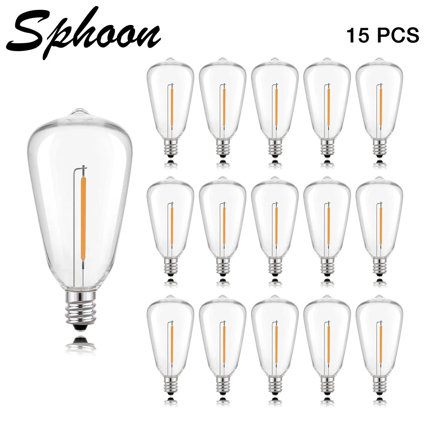 Vintage ST38 LED Replacement Light Bulbs E12 Shatterproof 1W Equivalent 7W Incandescent Style Decorative String Lights Bulbs