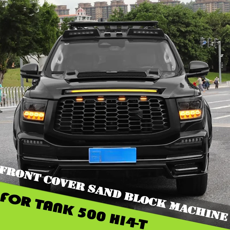 Car LED Streamer Sand Block Machine Fit for GWM Tank 500 Hi4t Modified Front Cover Sand Block Machine Car Exterior Upgrade Parts