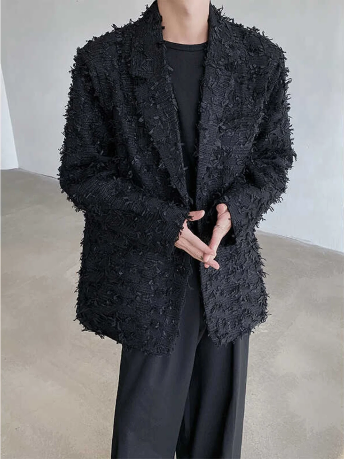 

Весенний мужской костюм нового дизайна с широкими плечевыми накладками и длинными рукавами, легкий, роскошный, универсальный, свободный, повседневный, верхняя одежда