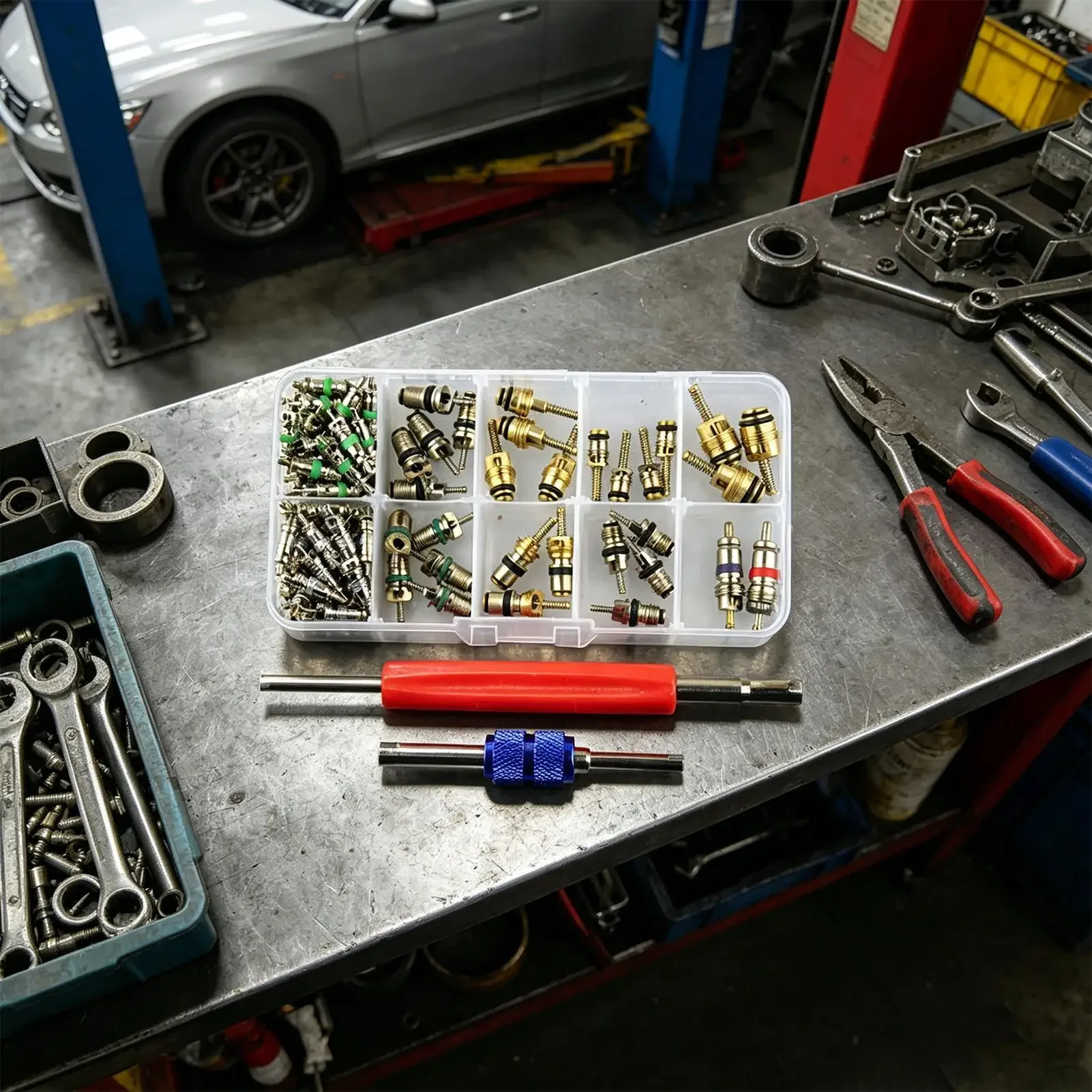102Pcs Air Conditioning Valve Core - Valve Cores Accessories A/C R12 R134a Accessories Kit, Tire Valve Stem Cores Repair
