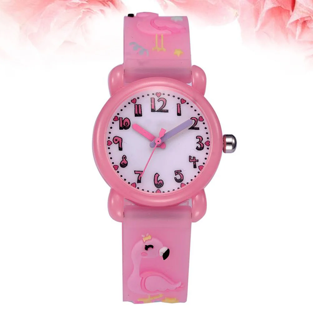 1Pcs Watch Cartoon Flamingo Pattern Pink Waterproof Durable Wristwatch Lightweight Fashion Gift Watch
