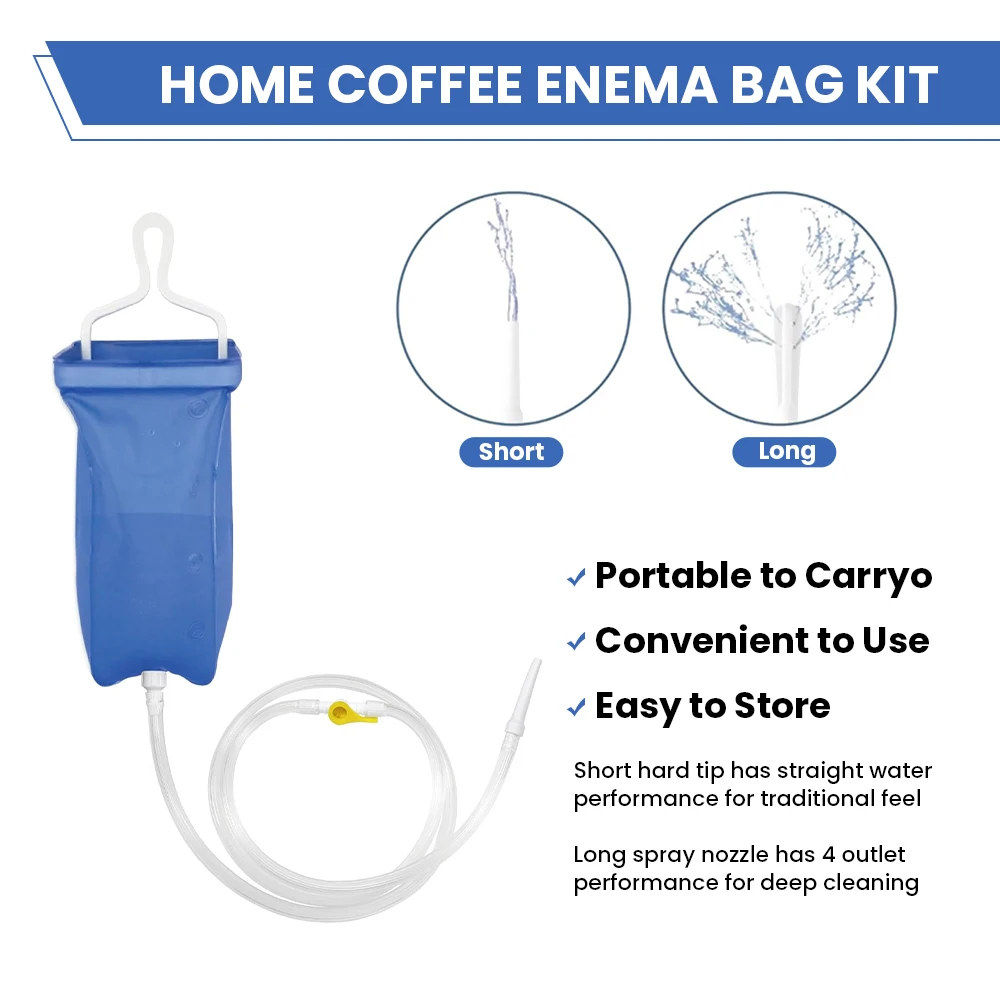 2L Foldable Anal Douche Enema Bag Kit Reusable Vaginal Colon Irrigation Cleaning Flusher Constipation for Hygiene fast