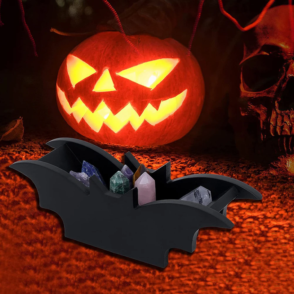 

Gothic Style Wooden Storage Box Bat Shaped Halloween Decoration Desktop Organizer For Jewelry Cosmetics Household Small Bat