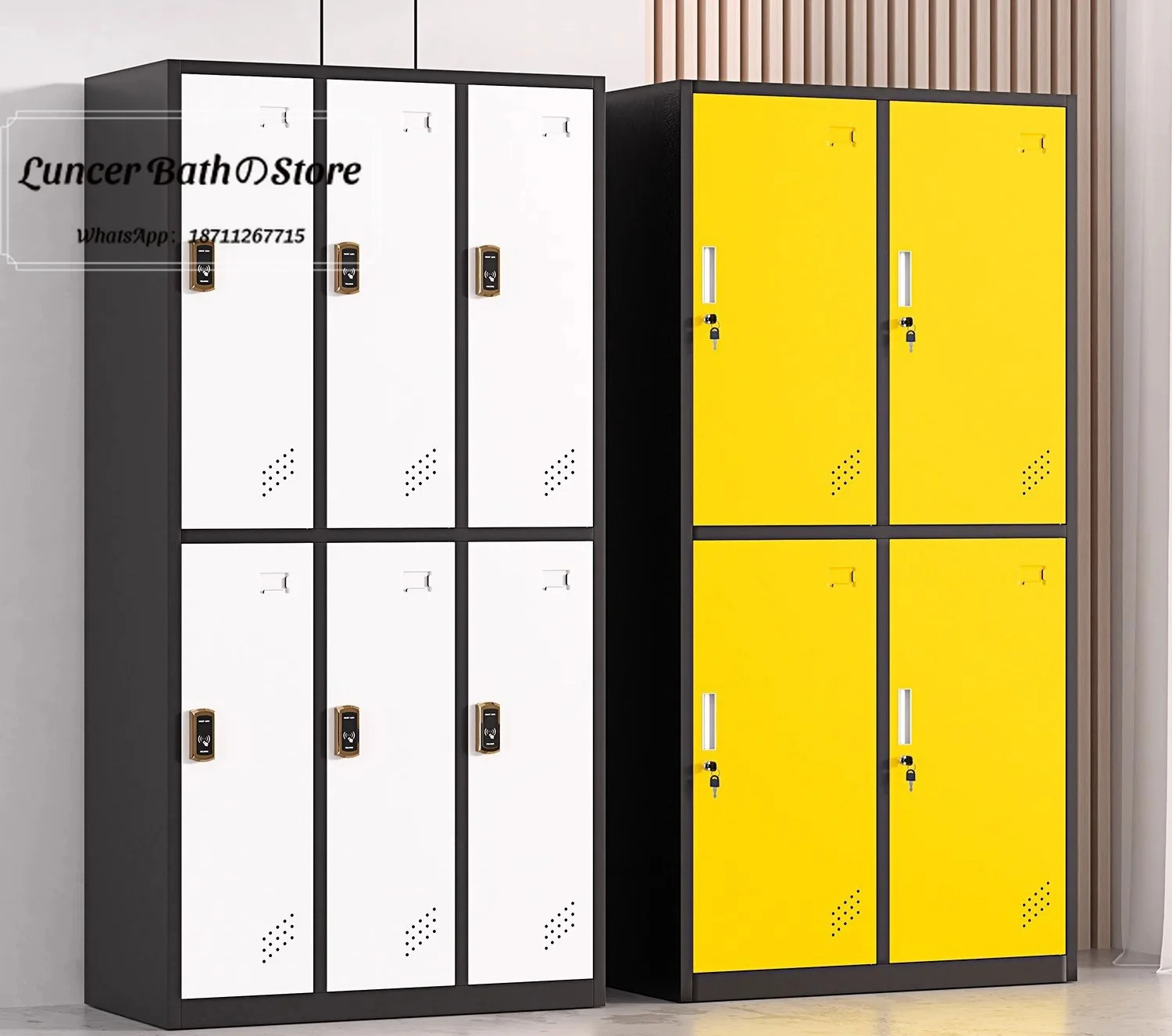 Color staff locker bathroom wardrobe gym file cabinet deposit box tin cabinet induction lock locker