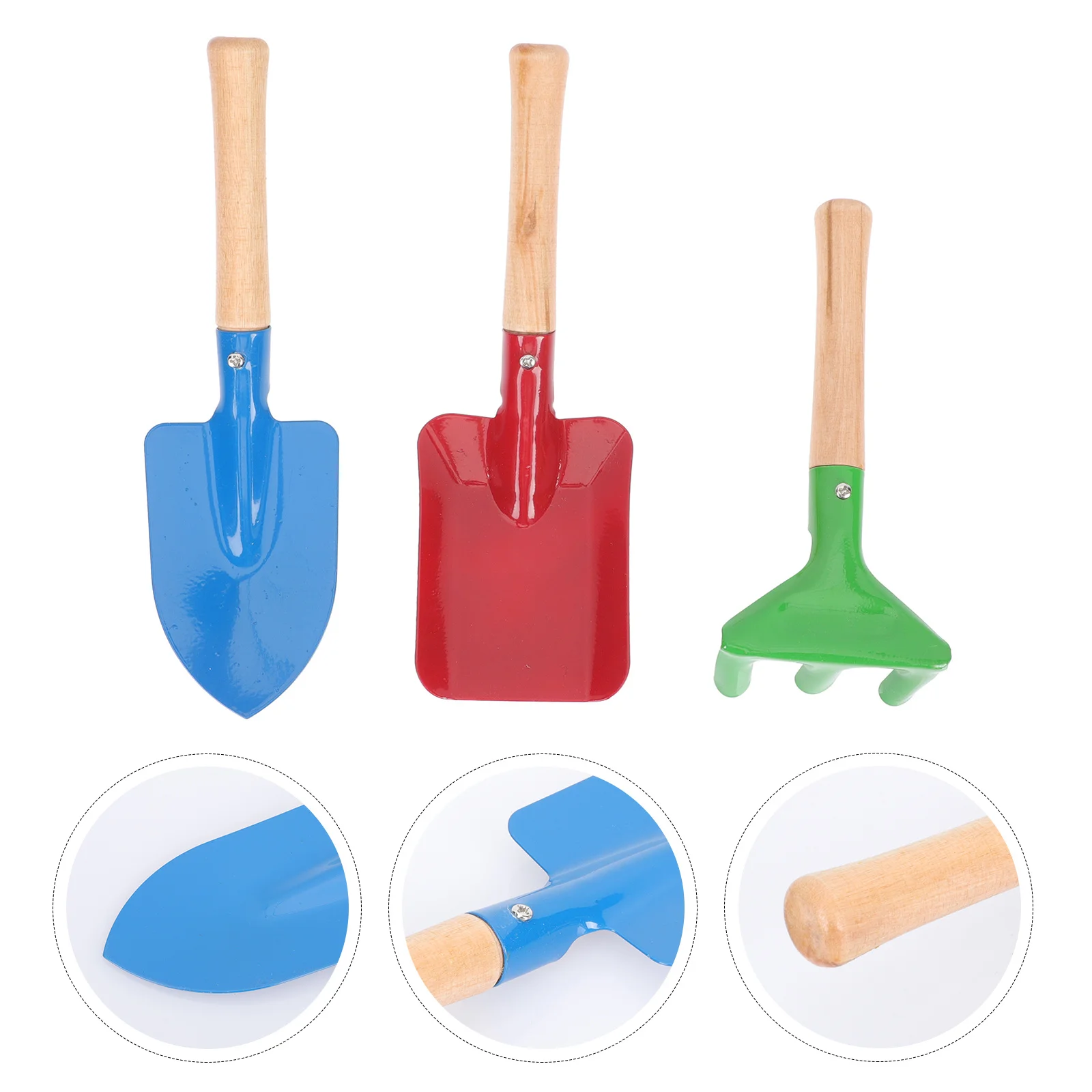 1 Juego de herramientas de jardinería para niños, pala de arena pequeña de Metal, Mini rastrillo con mango de madera, herramientas de plantación al aire libre, juego de jardinería para niños y niñas