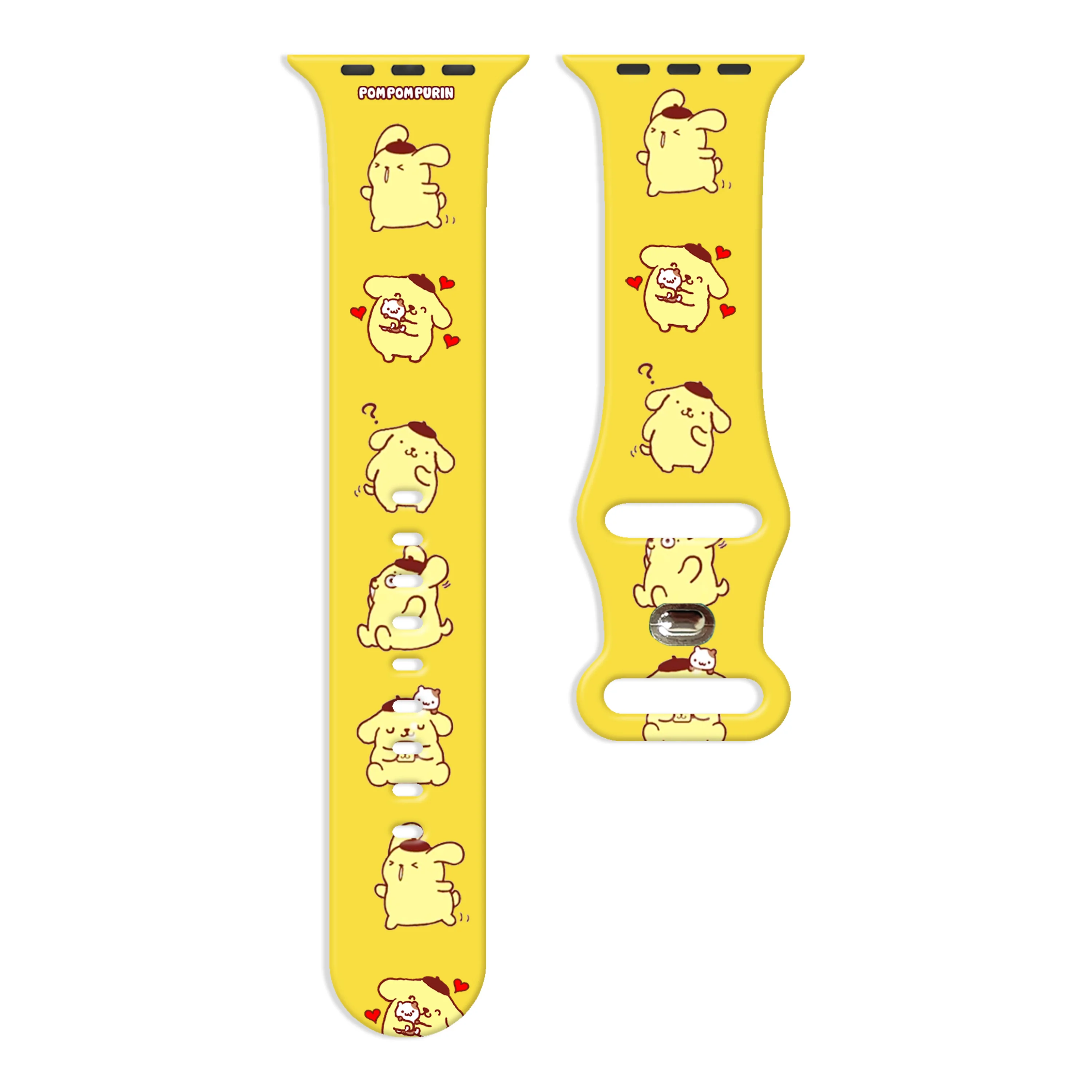 

Sanrio Pompompurin Series Strap for Apple Watch 11 10 9 8 SE Silicone Band Replaceable Watchband for iWatch 42mm 42mm 41mm 40mm