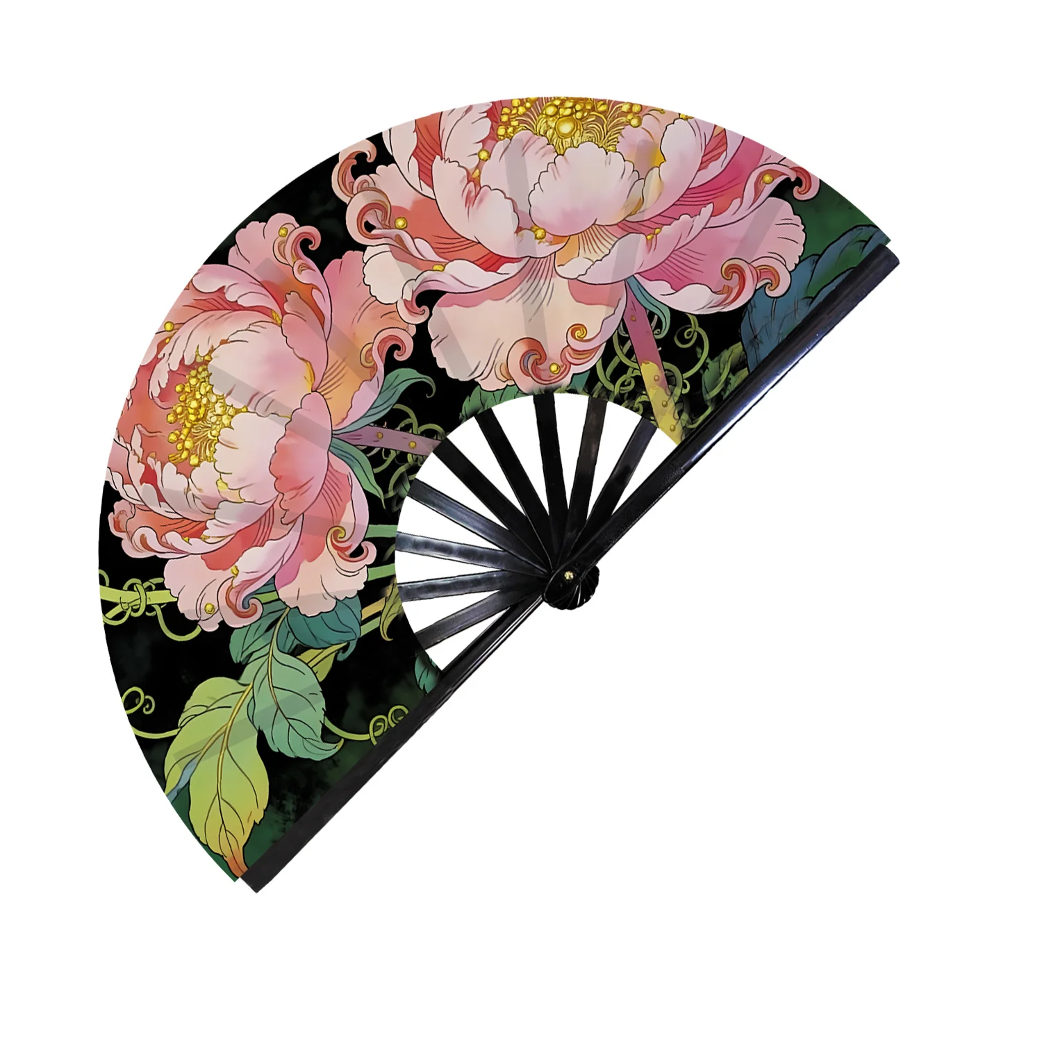 New-Style Peony Flower Hand Fan, Unisex Portable Cooling Fan for Summer Music Festivals, Parties, Camping, Commuting, Office, And Balcony Cooling.Graduation Season Outdoor Barbecue Travel Commemorative Fan