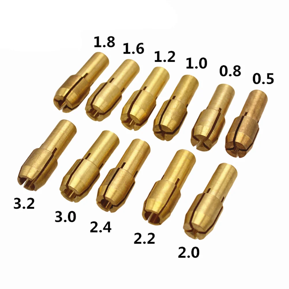 11 قطعة أداة دوارة كوليت نحاسي مجموعة مطحنة كهربائية دائم كامل النحاس العملي 05-32 مللي متر حجم الحفر تشاك أداة دوارة كوليت #1