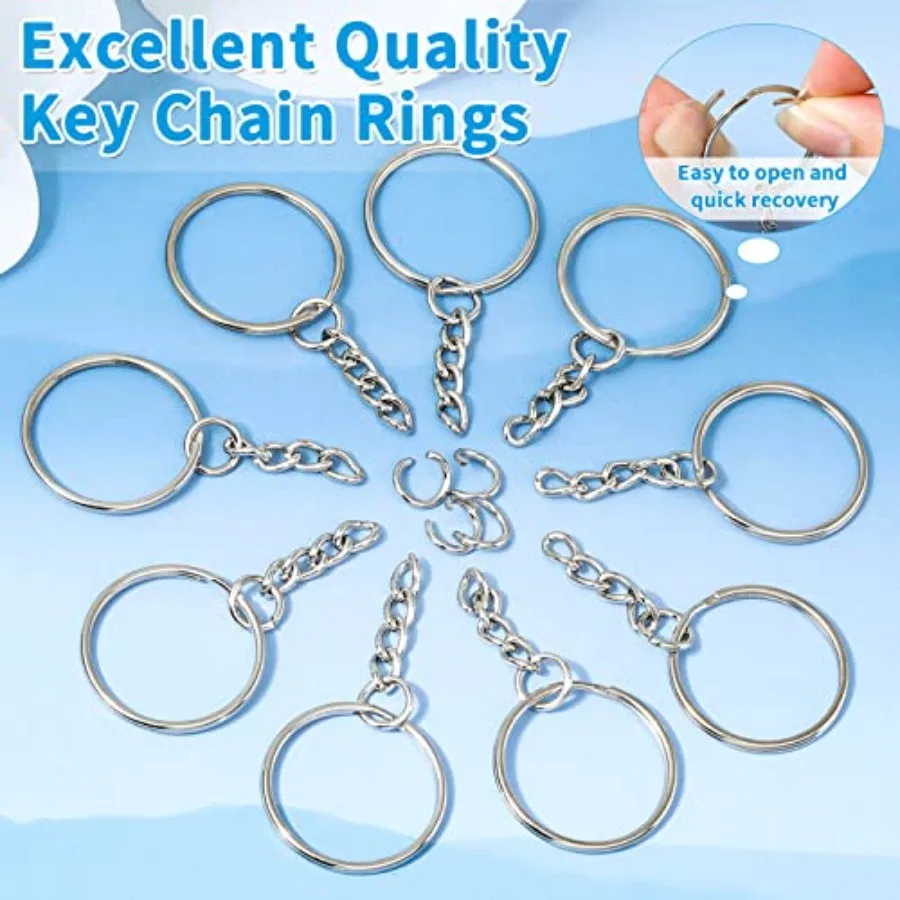 50 Stück Schlüsselanhänger mit Kette und 50 Stück Biegeringe Schlüsselanhänger Ringe Kit Erkenntnisse Bulk für Schlüsselanhänger Herstellung Zubehör DIY Handwerk