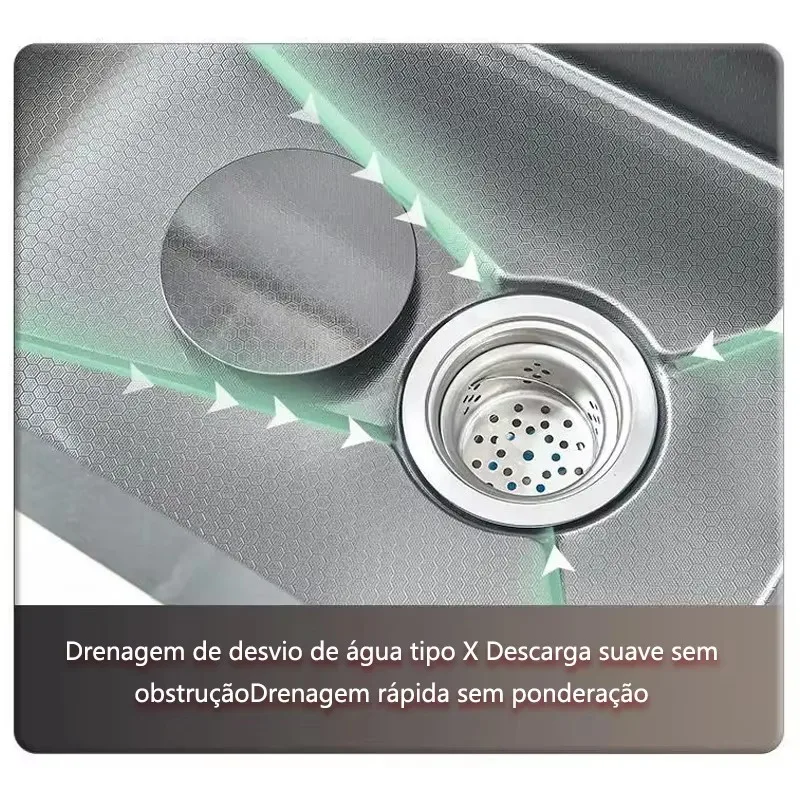 304 5 Water Discharge Modes Stainless Steel Waterfall Kitchen Sink Large Single Slot Integrated Digital Display Faucet Set