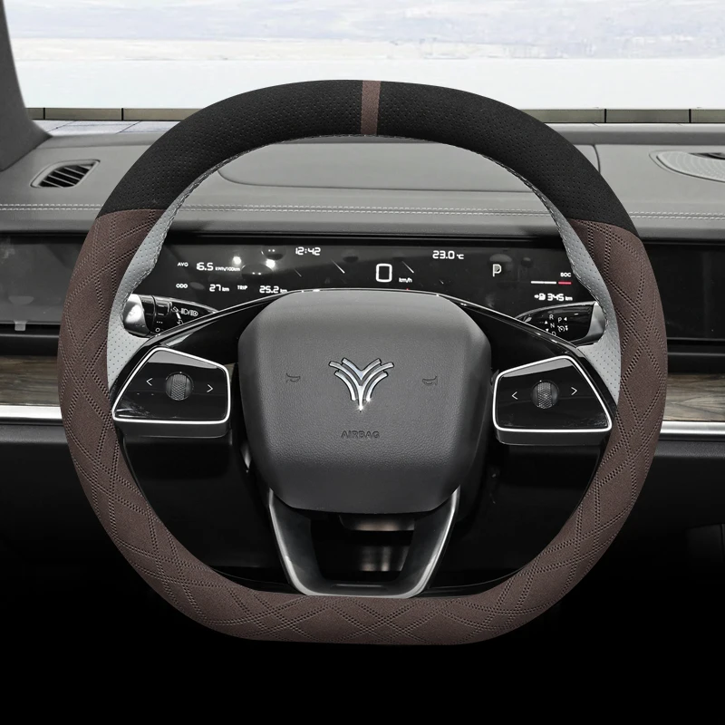 

Для NETA S V U GT AYA X 2024, замшевый ультратонкий противоскользящий воздухопроницаемый чехол на руль, модифицированные аксессуары для салона автомобиля