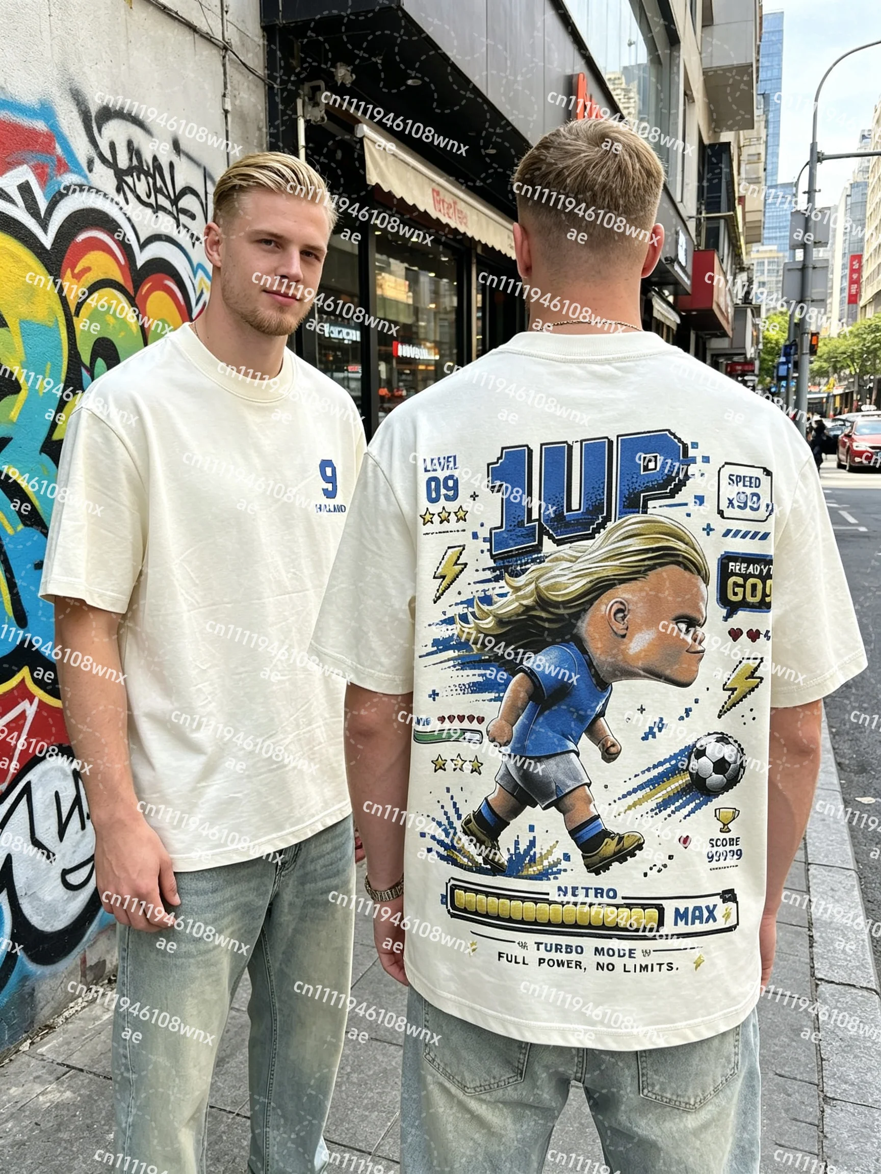 Baumwoll-Haaland-Fußball-Grafik-T-Shirts für Kinder und Herren, schweißabsorbierende, lässige Rundhals-Fußball-Sporttrikots für Kinder