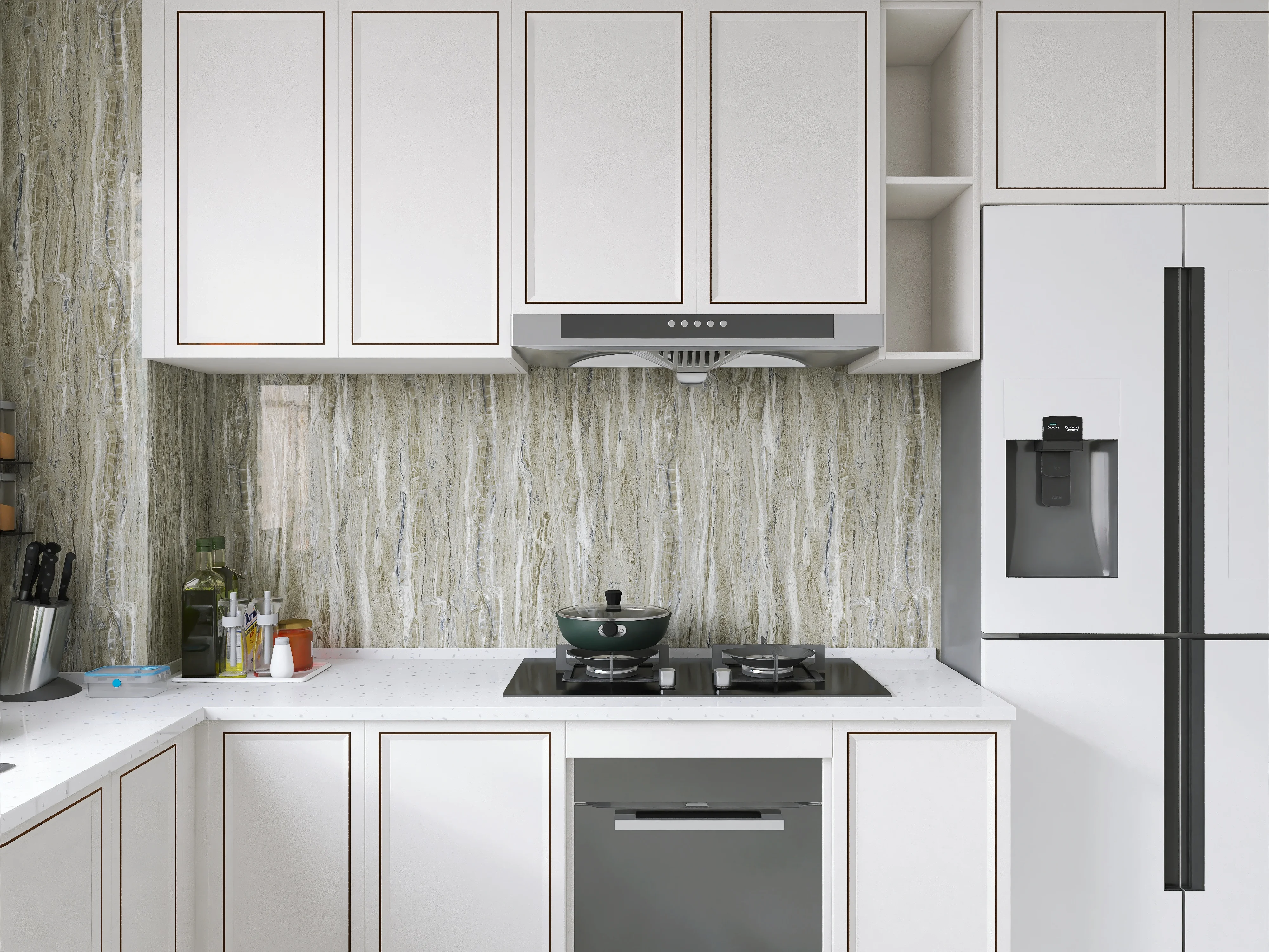40 cm wasserdichte Marmormuster, selbstklebende Backsplash-Panel-Vinyl-Raumdekoration, Wandaufkleber für Wohnzimmer und Küche – Detail 4