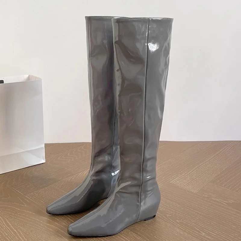 

Flats Women's Long Boots Fashion Designer Shoes for Woman Trend 2025 Winter Chelsea Boots New Elegant Goth Leather Mujer Botas