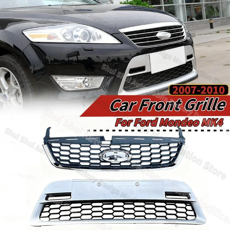 

Передняя решетка автомобиля для Ford Mondeo MK4 2007 2008 2009 2010, верхняя нижняя решетка бампера автомобиля, гоночные грили, внешнее украшение