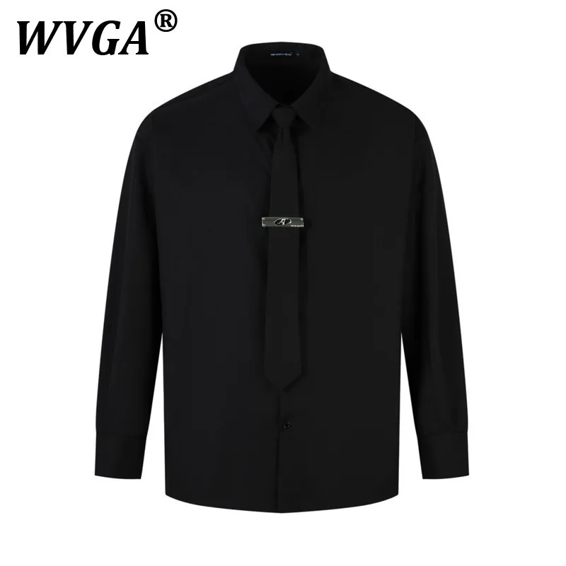 

WVGA Spring Autumn New Man Tide High Street Turn-Down Collar Elegant Trendy Long Sleeve Shirts Niche Chic Casual Tops Y2K W10675