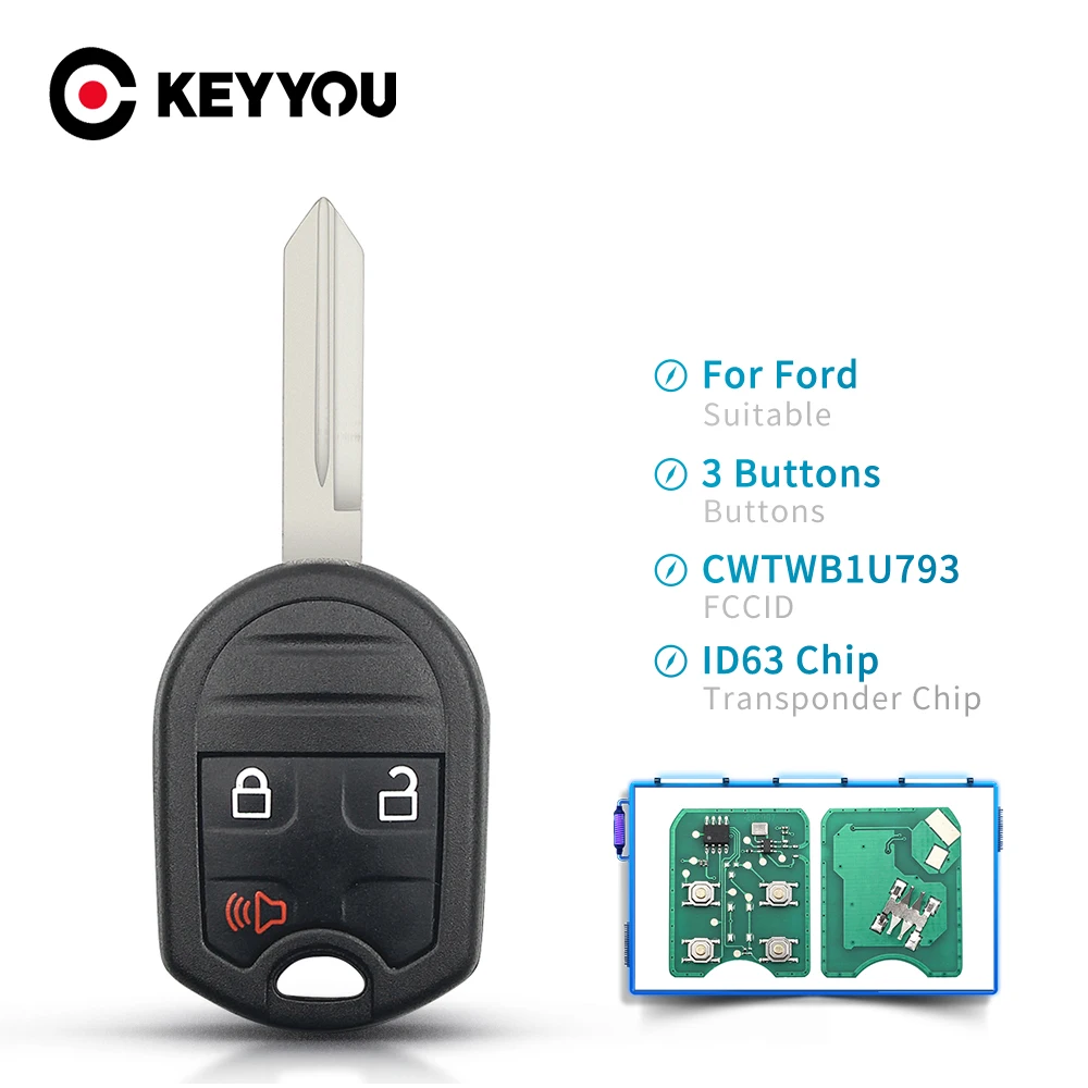 KEYYOU 3 Buttons Remote Key For Ford F150 250 350 2004 2005 2006 2007-2010 Fob 315mhz With 4D63 Chip CWTWB1U793 Keyless Car Key