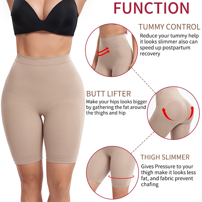 High Waist Seamless Butt Lifter Shorts Women Shapewear Tummy Control Body Shaper Slimming Underwear Sculpting Mid Thigh Panties