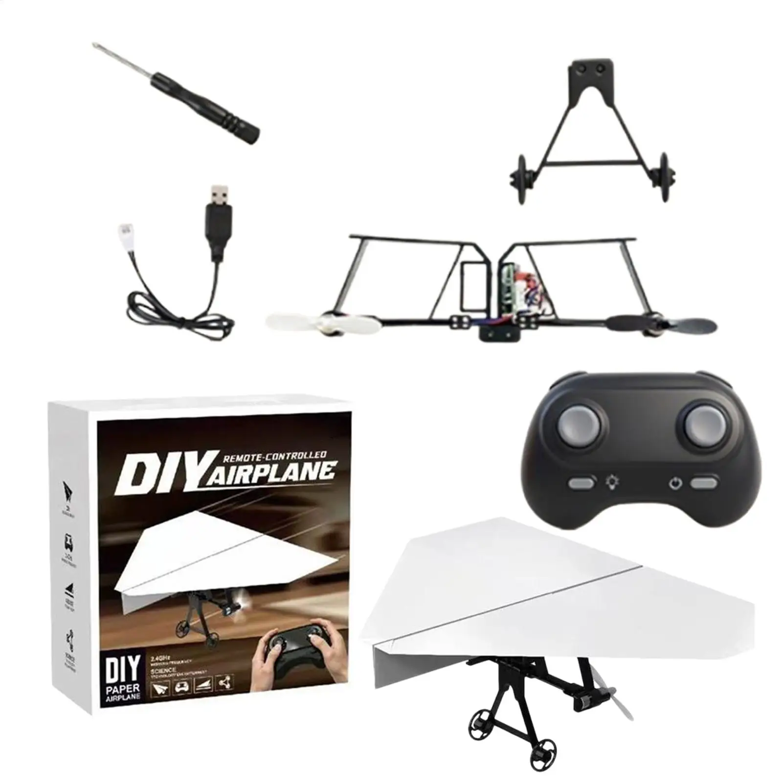 DIY RC Paper Airplane Kit Plane Toy With Gyro Stabilizer Electric Remote Control Plane For Boys Girls Backyard Park Beach view 5