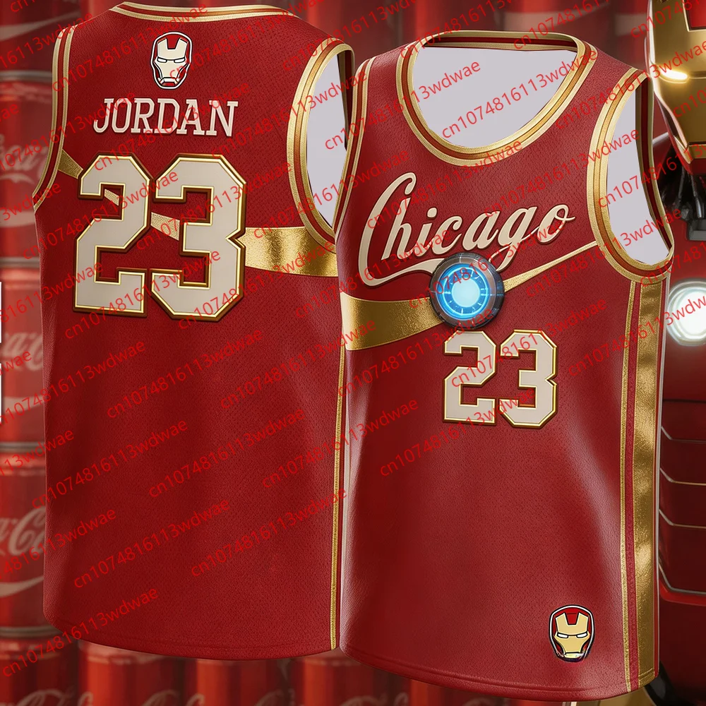 Camiseta Clásica de Baloncesto de Chicago, Estilo Iron Man, Edición Especial Marvel para Fans de Michael Jordan 23