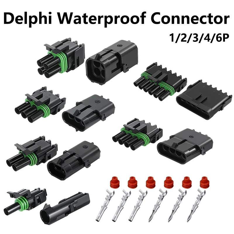 

5/20/100sets Delphi 2.5 GM Automotive Female Male Weather Pack Electrical Automobile Socket Plug Connectors 1 2 3 4 6Pin Way