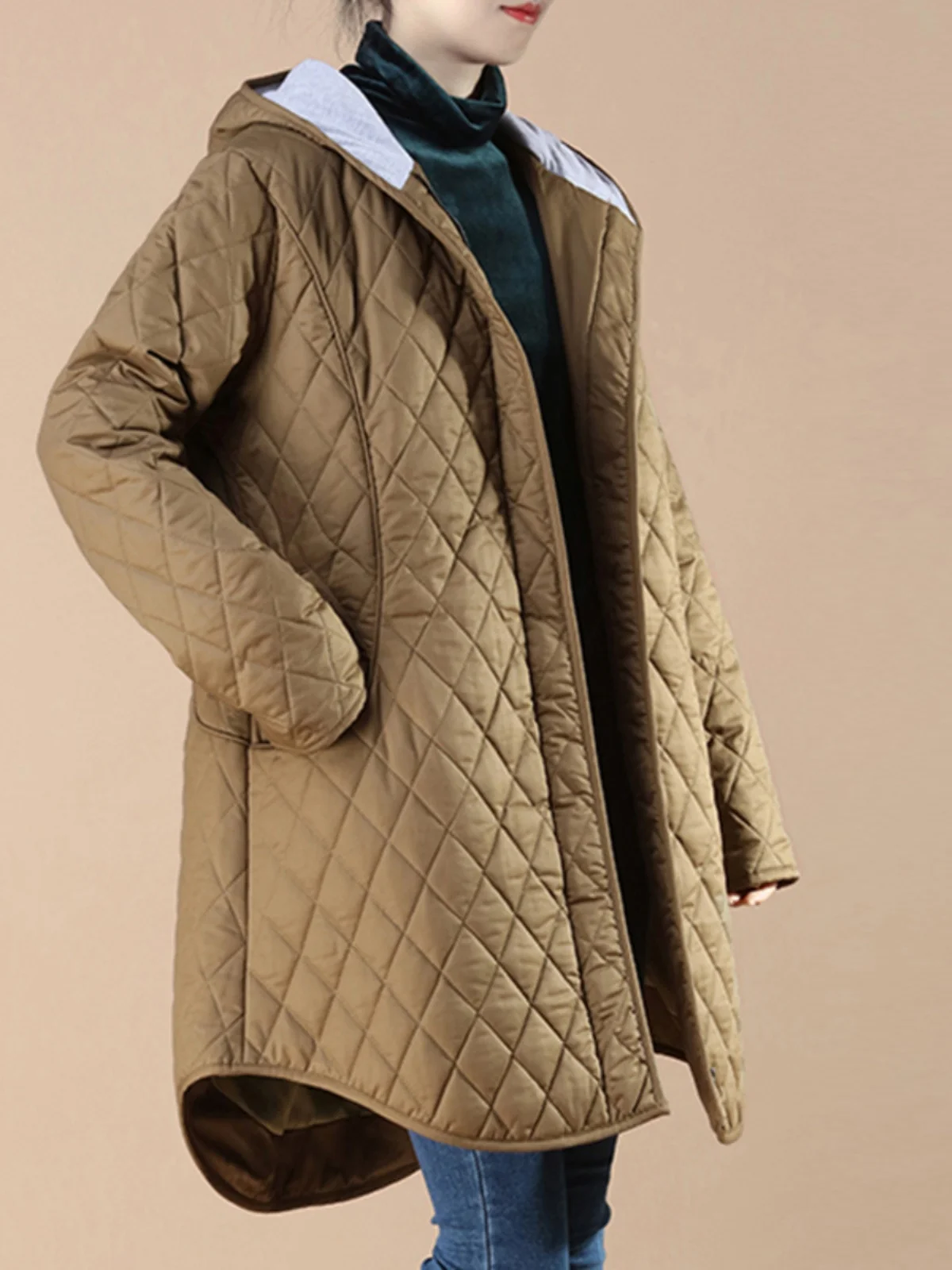 

Slim Fit Cotton down Jaet Women's Autumn Winter New Korean Version Large Size Medium Length Lightweight Warm Coat