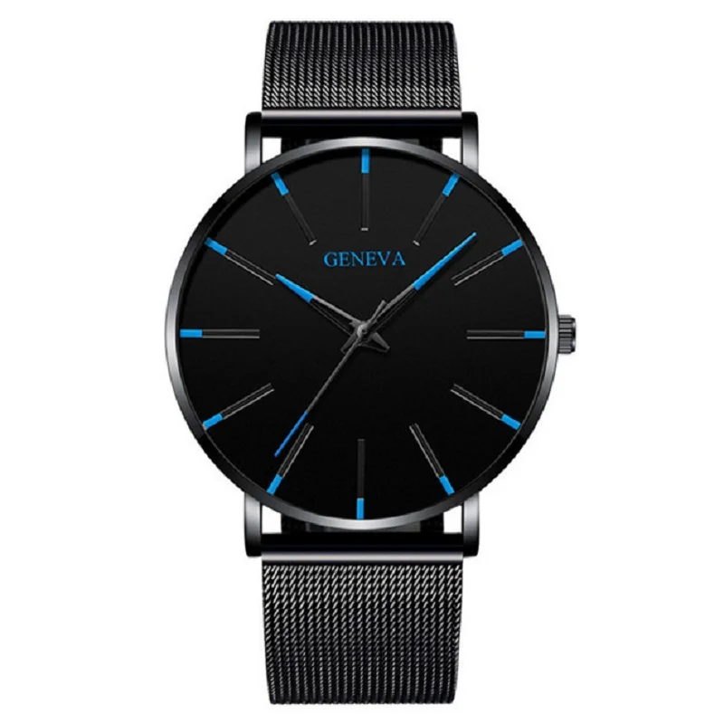 2022 Minimalist Men's Fashion Ultra Thin Watches Simple Men Business Stainless Steel Mesh Belt Quartz Watch