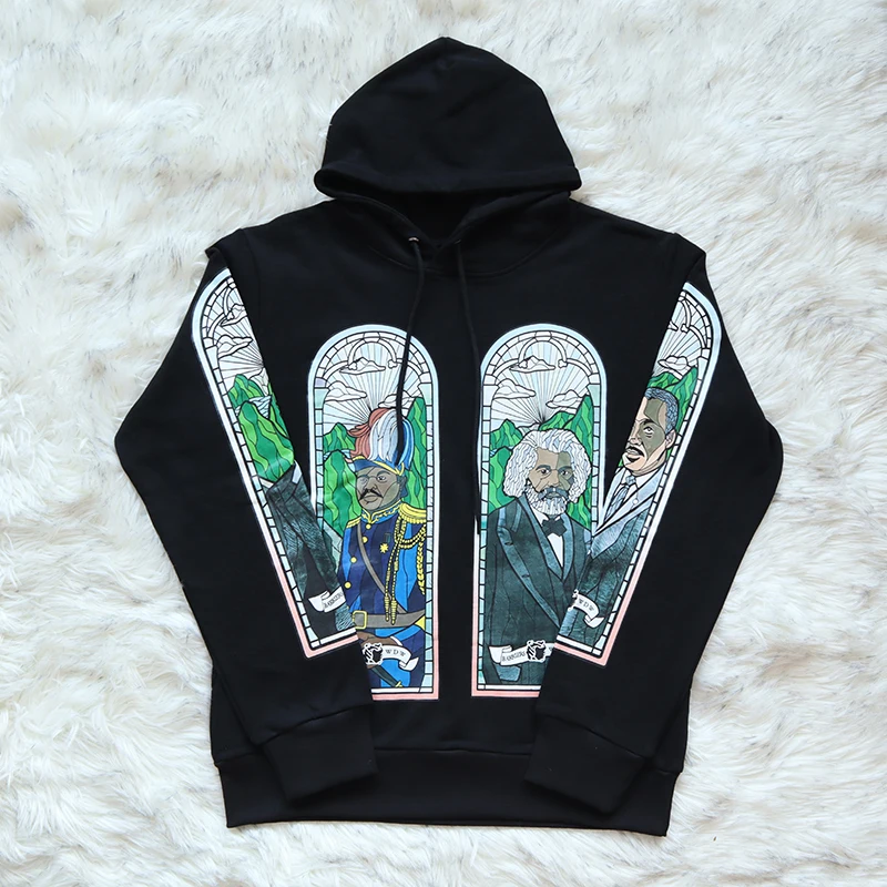 

Irvin Bers NY Hoodie Religious Statue Overhead Sweatirt Youth Trendy Straight Leg Fit Casual Wear Autumn Season