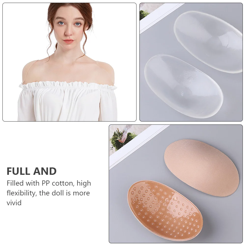 

2Pairs Transparent Silicone Shoulder Pads Lightweight Resilient Shoulder Push-Up Pads Invisible Soft Cushion for Dating Social