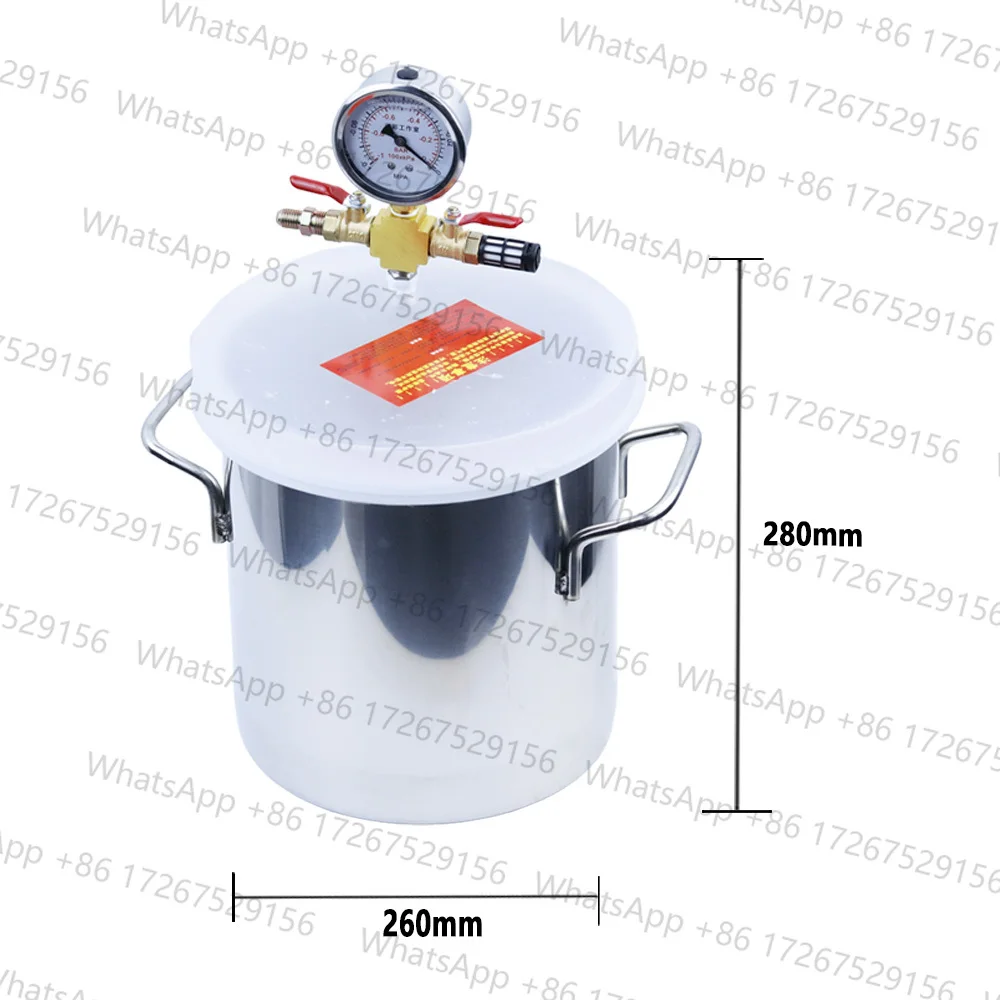 Stainless Steel Vacuum Chamber Gallon Vacuum Defoaming Barrel 6L Vacuum Degassing Chamber Silicone AB 20CM