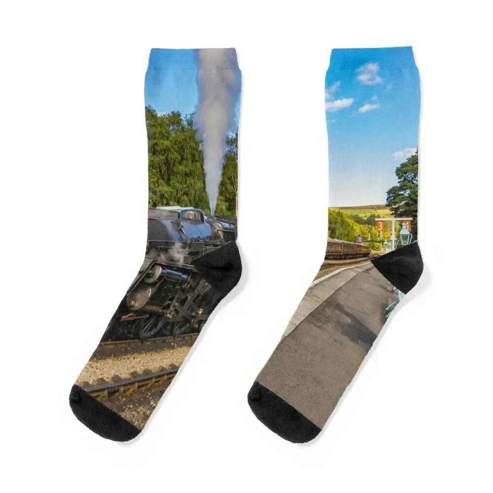 

Leaving Grosmont Station Socks Non-slip heated christmas stocking Lots Mens Socks Women's