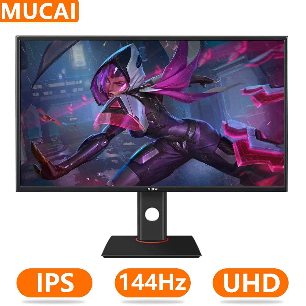 MUCAI 27 Inch 4K Monitor 144Hz Display IPS Desktop LED Gamer UHD Computer Screen HDMI-compatible 2.1/DP/3840*2160