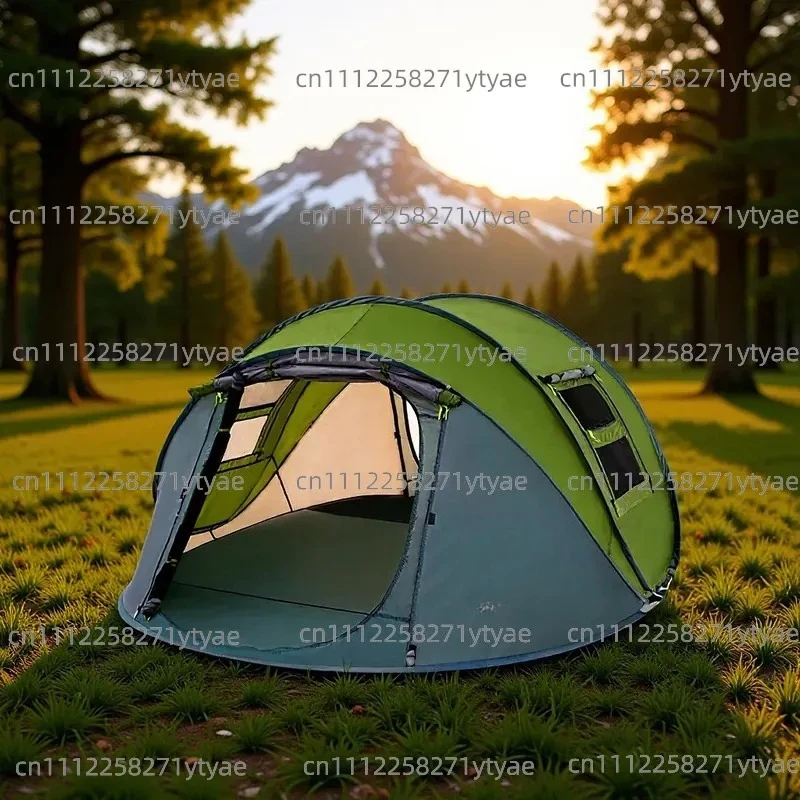 3-4 people four seasons fast open free automatic tent portable foldable rain and sun protection camping tent