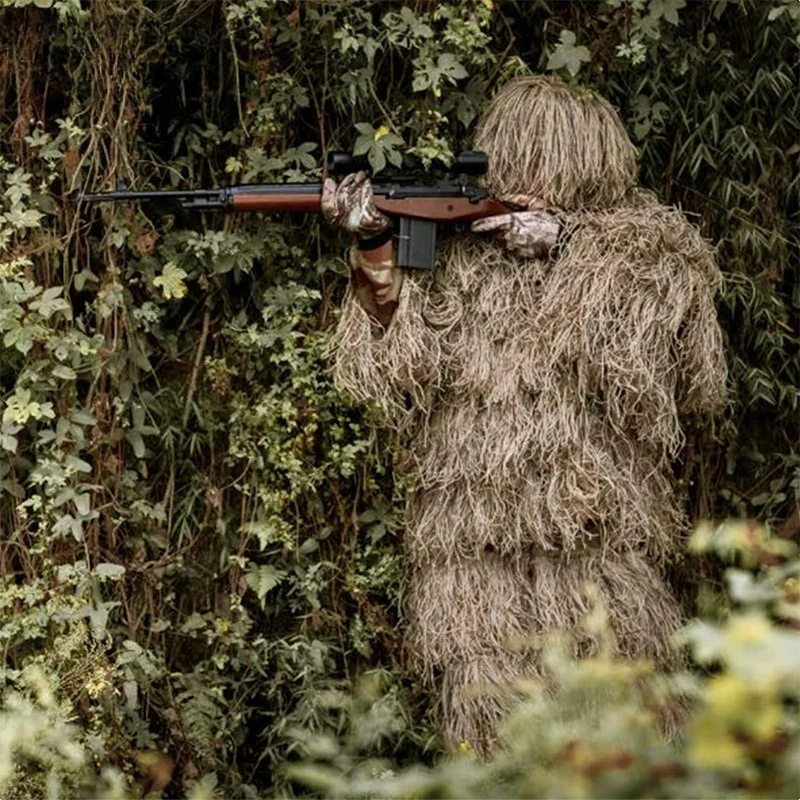 

3D маскировочные костюмы Ghillie Yowie снайпская куртка, брюки, повязка на голову, охотничья одежда, камуфляж для пустыни, мужские охотничьи костюмы, игра для косплея