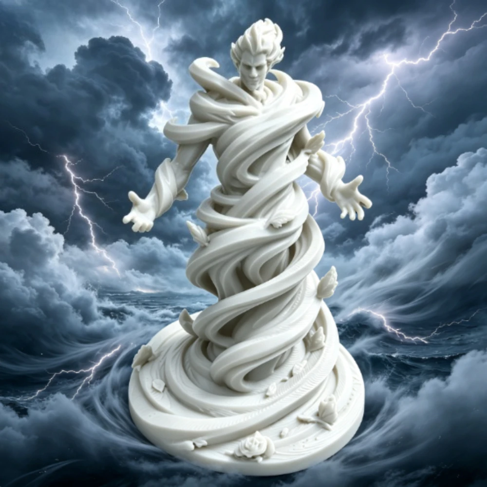 Handsome Wind Spirit Statue Miniature 3D Print Tabletop Mini Wizard Ghost Figurines Fantasy Desktop Ornaments DIY Painting Model