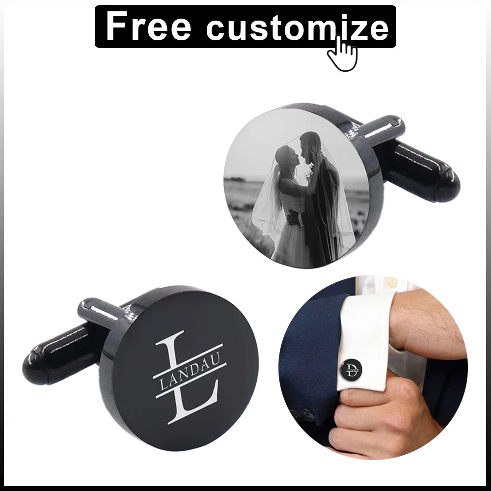 Personalized Name Photo Cufflinks for Men Gift High Quality Stainless Steel Cufflinks for Groomsmen Wedding Jewelry Accessories