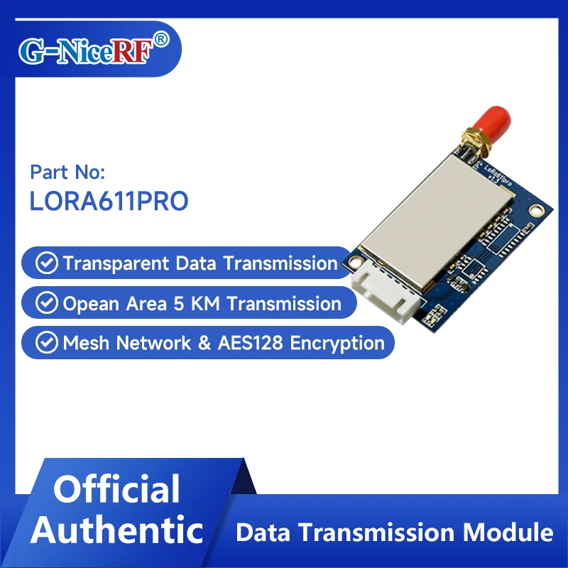 

4PCS/Lot LORA611PRO-915 100mW Transparent Data Transmission Module with TTL/RS232/RS485 Interface, 5000m @ 91bps, 40 Channels