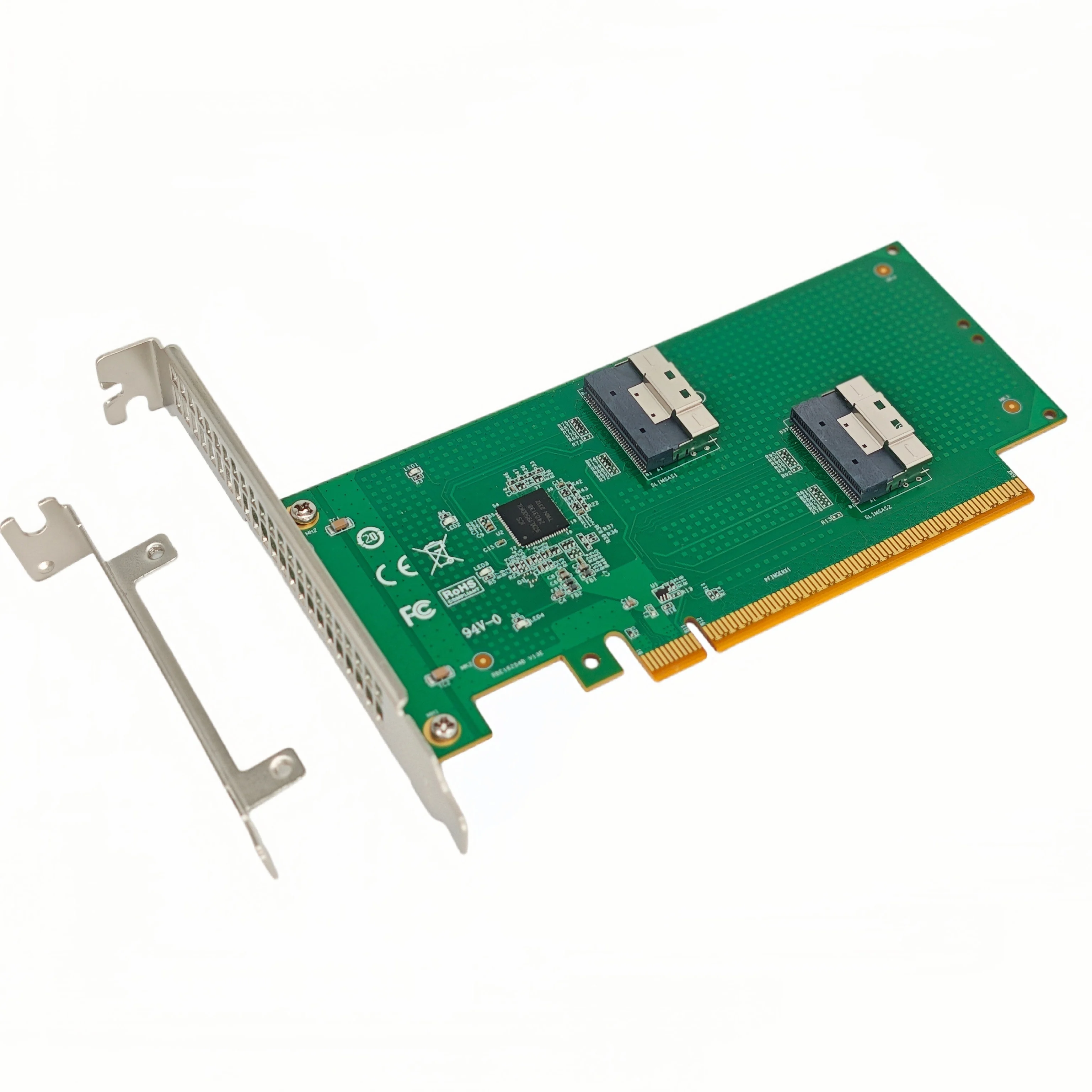 2U Extension PCIe 4.0 16x To SlimSAS 8654 2*SFF-8654 Riser Card Baseplate Adapter Backplane Discrete Graphics Card External Dock