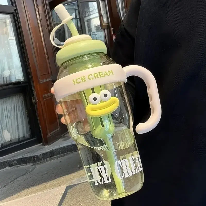 

1100ML Sports Water Bottle Cute Aesthetic Large Capacity Water Cup for Women Summer Home Outdoor Portable Straw Cup