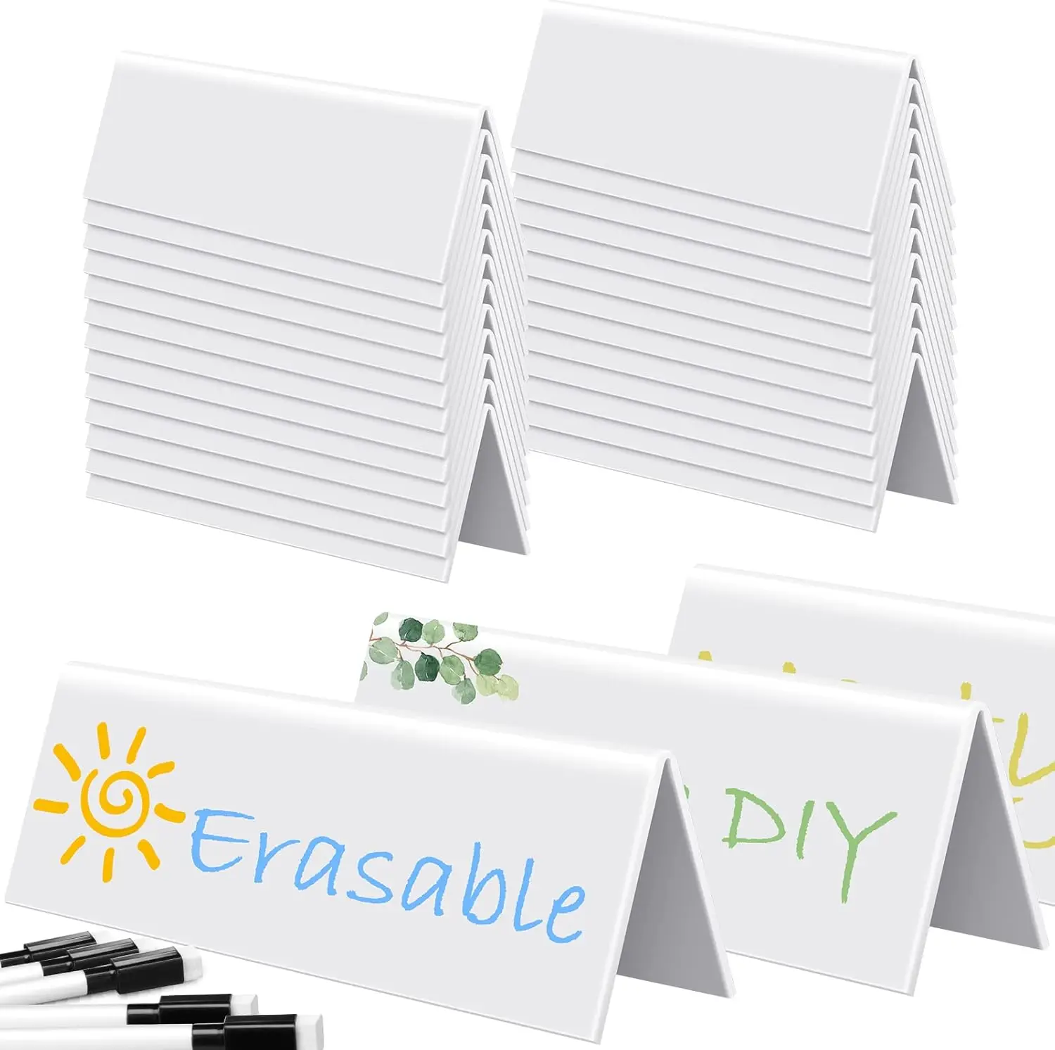 

Reusable Name Tent Cards With Bla Markers Dry Erase Name Plate Wipe Clean Desk Tags Sign For Classroom Table Office Conference