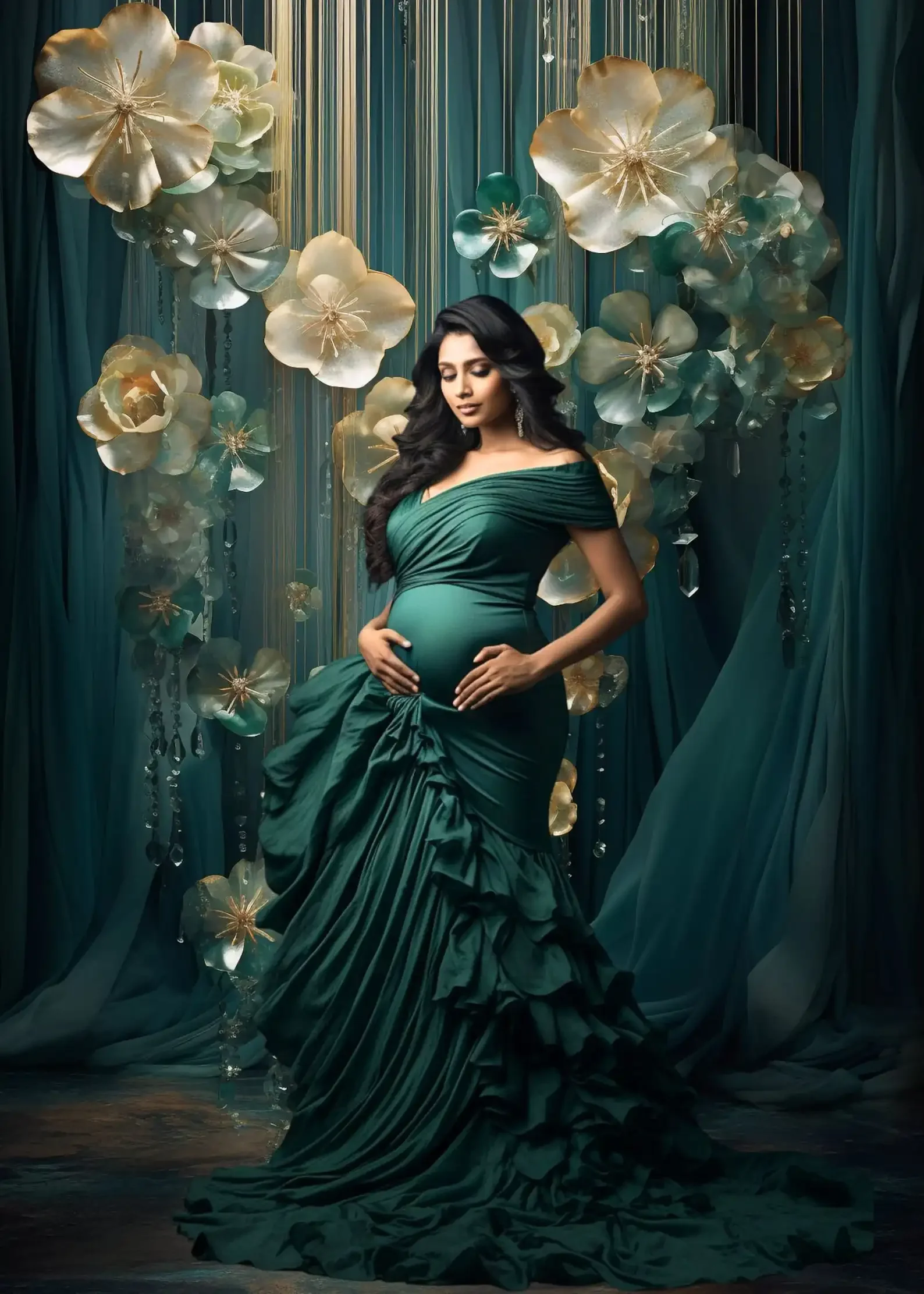 Mehofond Photography Background Emerald Floral Texture Wall Adult Birthday Wedding Maternity Portrait Decor Backdrop Photo Studi