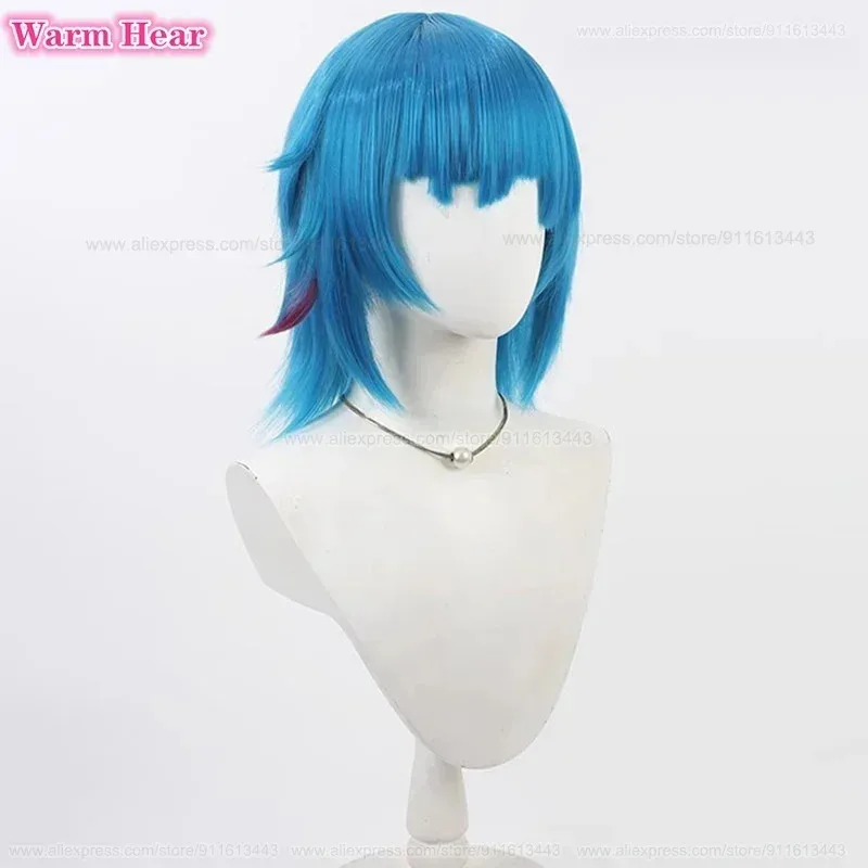 Новый! Jinx Синтетические волосы Game LOL Унисекс Короткая кожа головы Синий Косплей Аниме Парик Термостойкие волосы Парики для Хэллоуина + Кепка для парика