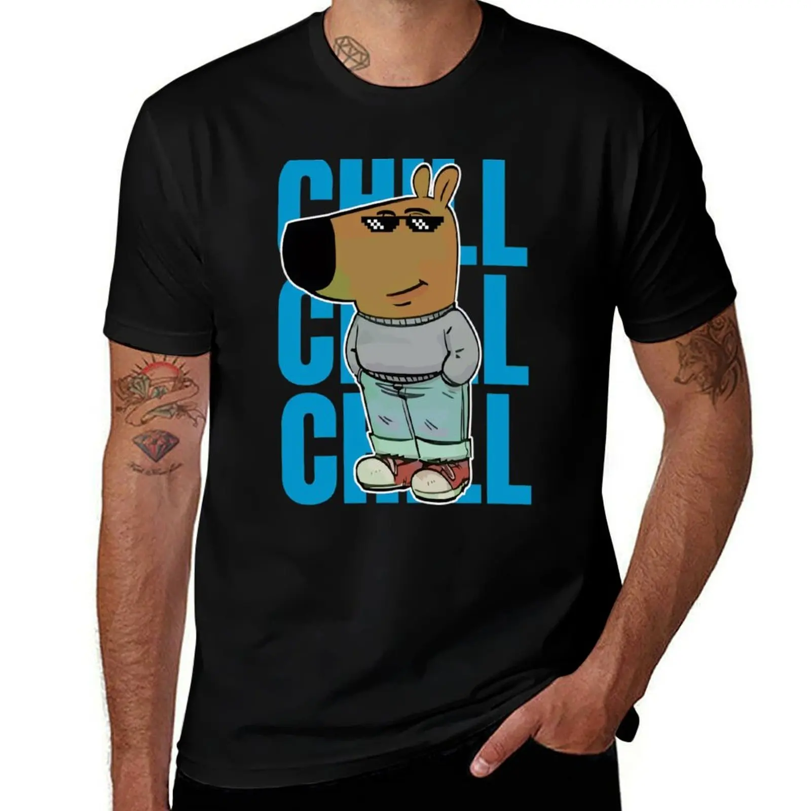 Chill Guy Baby Blue T-Shirt Soft Stretch Short Sleeve Top