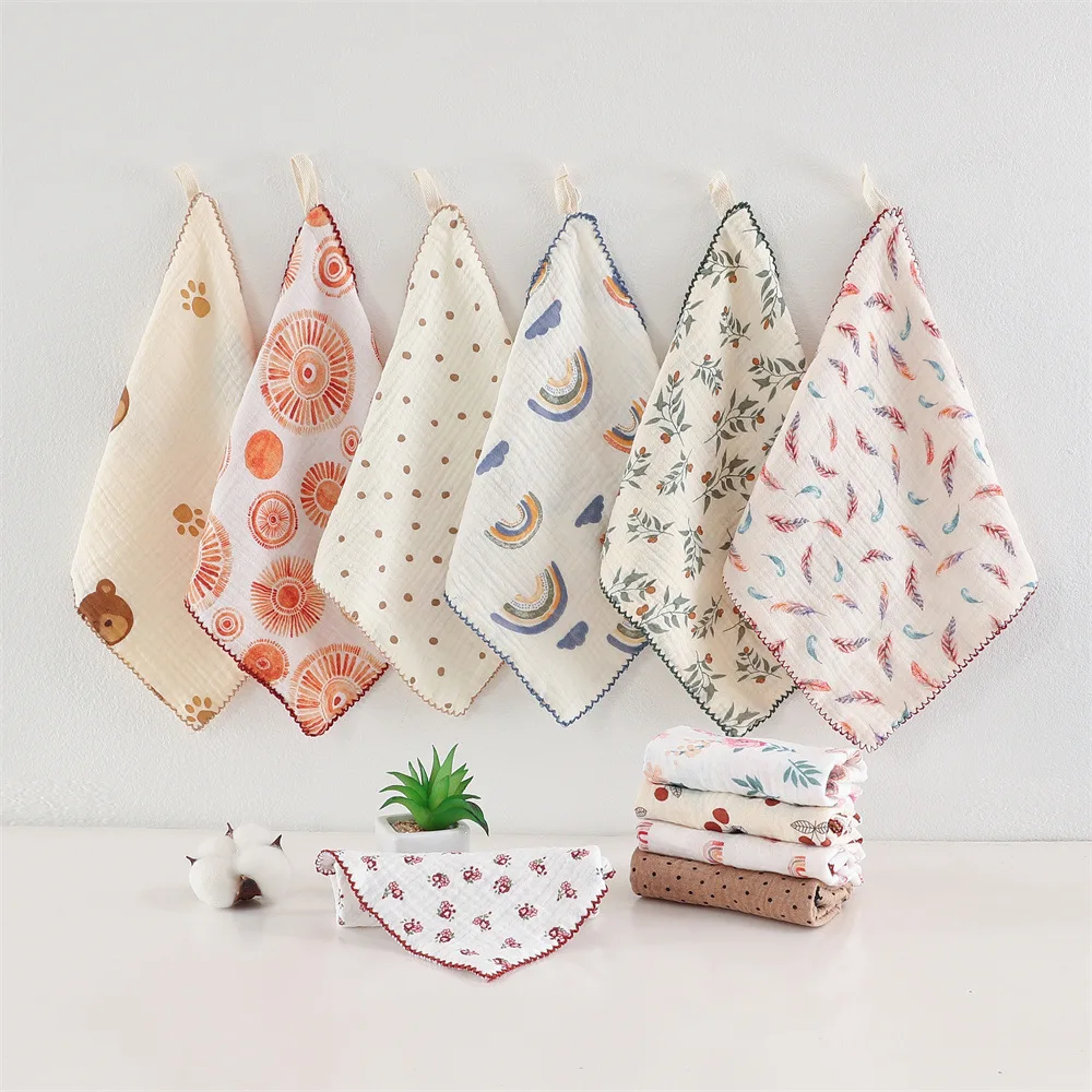 Cotton Baby Face Towel Newborn Baby Items 4 Layer Muslin Baby Bibs Handkerchief Soft Saliva Towel Triangle Feeding Burp Cloths