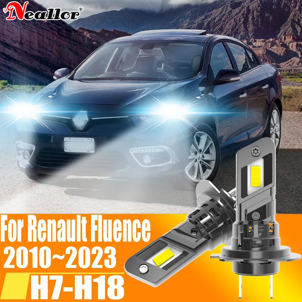 2pcs High Power H7 Led Headlight Canbus No Error H18 Car Bulb 6000K White Light Diode Lamp 12v 55w For Renault Fluence 2010~2023