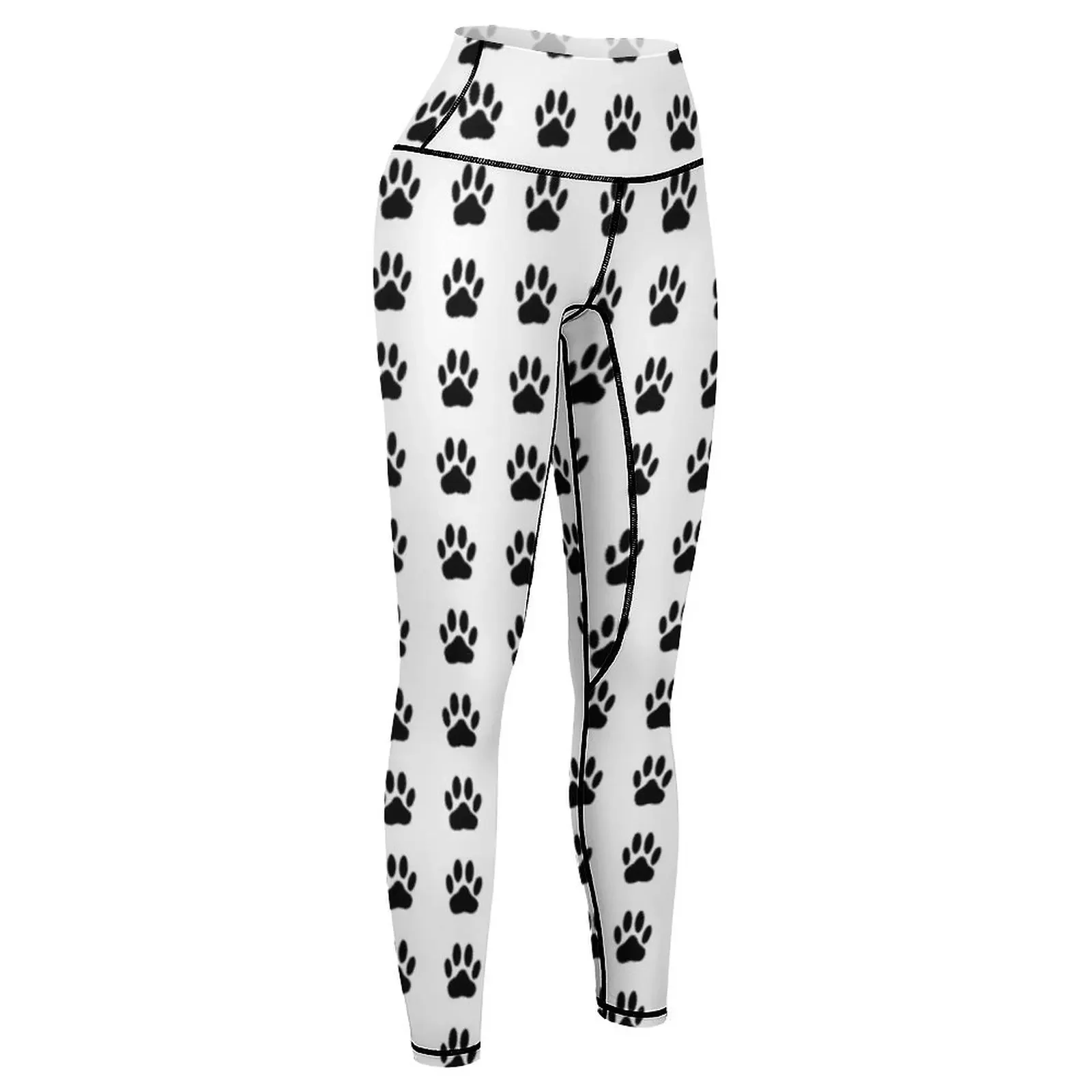 Black Dog Paw Print Leggings Sportswear woman gym harem pants Womens Leggings